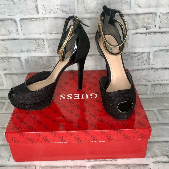 Guess “Katrines 3” Black Platform Stiletto 8. New - Picture 6 of 12